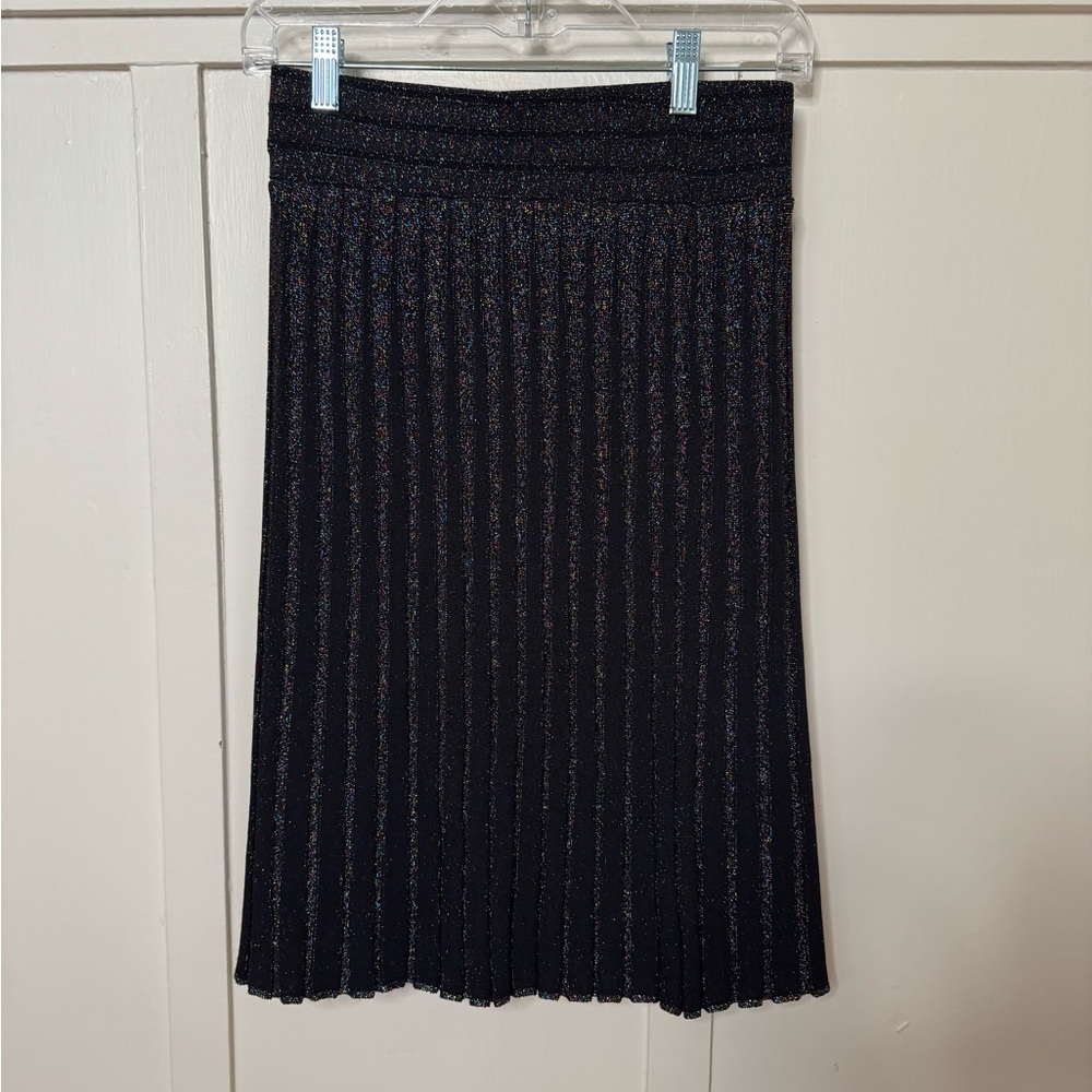 Chelsea & Violet Black Multi Sparkle A-Line Pleated Skirt